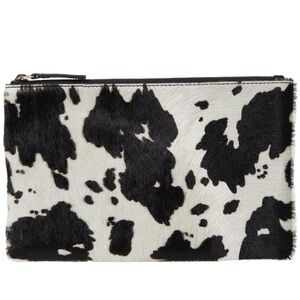 HOBO Take Cow Print Black & White Clutch Bag Purse One Size